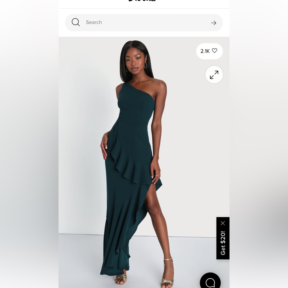 Lulus Elegant One-Shoulder Dark Green Dress